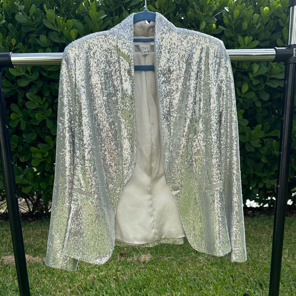 Shimmery NYE Blazer Silver